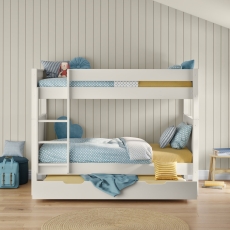 Stompa Classic Bunk Bed With Trundle Drawer & Trundle Mattress White