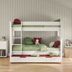 Stompa Classic Bunk Bed & Open Trundle White