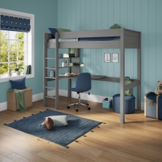 Stompa Classic High Sleeper With Desk & Shelving Grey