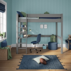 Stompa Classic High Sleeper With Desk & Shelving Grey