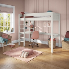 Stompa Classic High Sleeper With Desk & Shelving White
