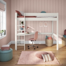 Stompa Classic High Sleeper With Desk & Shelving White