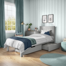 Stompa Classic Low End Single Bed & Pair Of Drawers Grey