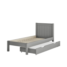 Stompa Classic Low End Single Bed With Trundle Drawer & Trundle Mattress Grey
