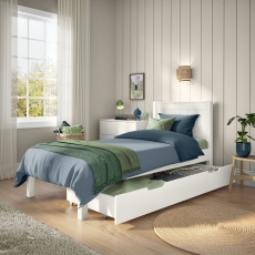 Stompa Classic Low End Single Bed & Trundle Drawer White