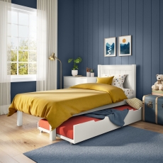 Stompa Classic Low End Single Bed & Open Trundle White