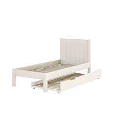 Stompa Classic Low End Single Bed & Open Trundle White