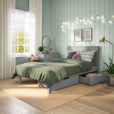 Stompa Classic Low End Small Double Bed & Pair Of Drawers Grey