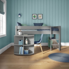 Stompa Classic Mid Sleeper & Pull Out Desk Grey