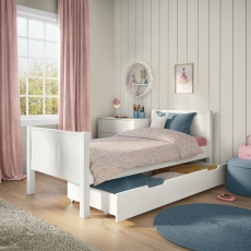 Stompa Classic Single Bed & Trundle Drawer White