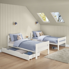 Stompa Compact Detachable Bunk Bed & Trundle Drawer White