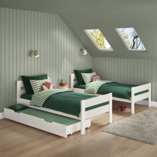 Stompa Compact Detachable Bunk Bed With Trundle Drawer & Trundle Mattress White