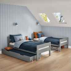 Stompa Compact Detachable Bunk Bed With Trundle Drawer & Trundle Mattress Grey