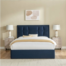 Carmella Ottoman Bed Frame Navy Blue
