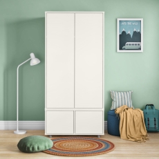 Stompa Tall Wardrobe With 2 Small Doors White