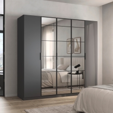 Boston 5 Door 3 Mirror Wardrobe Metallic Grey