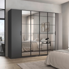 Boston 6 Door 4 Mirror Wardrobe Metallic Grey