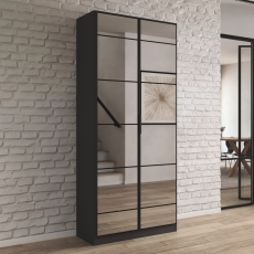 Boston 2 Door 2 Mirror Wardrobe Metallic Grey