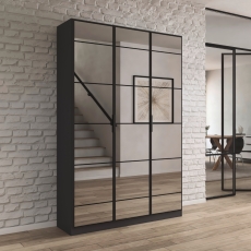 Boston 3 Door 3 Mirror Wardrobe Metallic Grey