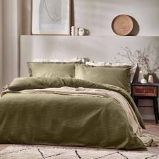 The Linen Yard Waffle Duvet Set Olive