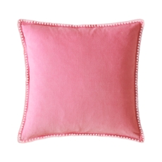 Blanket Stitch Velvet Cushion 45cm Coral Pink