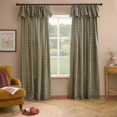 Harriet Gingham Readymade Curtains Baygreen/Mist