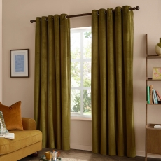 Ultimate Velvet Readymade Curtains Olive