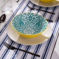 Mikasa Yellow And Blue Geometric Ramen Bowl
