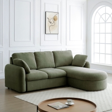Mabel Curved Corner Sofa Bed Olive