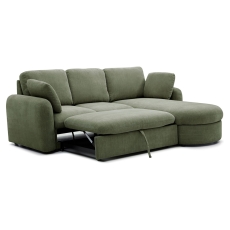 Mabel Curved Corner Sofa Bed Olive