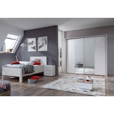 Marlborough Sliding Door Mirrored Wardrobe 200cm & Passe-Partout In Polar Larch
