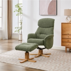 Eema Swivel Recliner Chair & Footstool - Kellygreen
