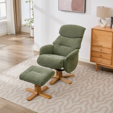 Eema Swivel Recliner Chair & Footstool - Kellygreen