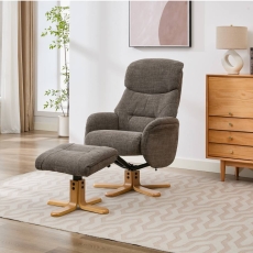 Eema Swivel Recliner Chair & Footstool - Thunder