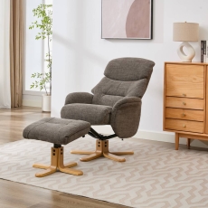 Eema Swivel Recliner Chair & Footstool - Thunder