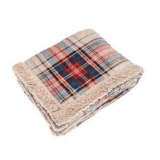 Walton & Co Check Sherpa Flannel 130x170cm Throw Linen