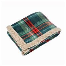 Walton & Co Check Sherpa Flannel 130x170cm Throw Green