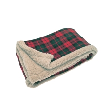 Walton & Co Check Sherpa Flannel 130x170cm Throw Red