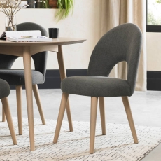 Darby Scandi Oak Upholstered Dining Chair Cold Steel