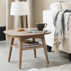 Darby Scandi Oak Lamp Table With Shelf