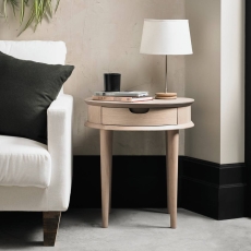 Darby Scandi Oak Lamp Table With Drawer