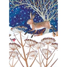 Night Snow Hare Christmas Cards Pack of 8