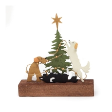 Dogs Dressing a Tree Christmas Ornament