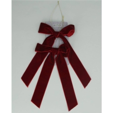 Gisela Graham Plum Velvet Bow Decoration - Pack of 2