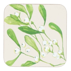 Gisela Graham Mistletoe Coaster - Pack of 4