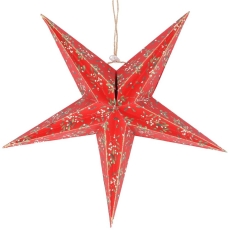 Gisela Graham Red Mistletoe Paper 5 Point Star Decoration - Large