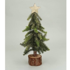 Gisela Graham Bristle Tree on log with Star - 30cm