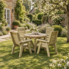 Suffolk Deluxe Round Dining Table & 4 Armchairs