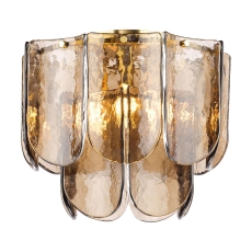 Dar Anielle 3 Light Pendant Natural Brass & Tea Glass
