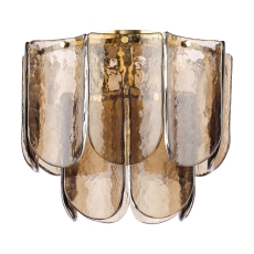 Dar Anielle 3 Light Pendant Natural Brass & Tea Glass